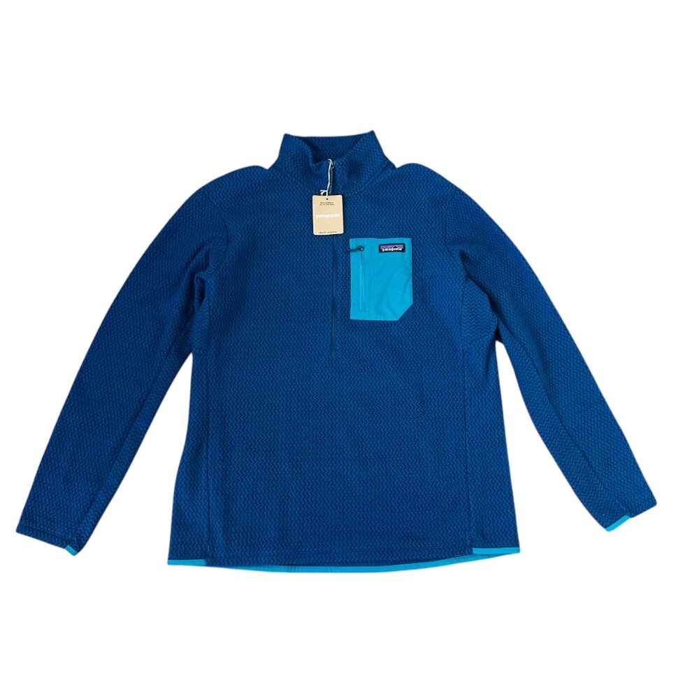 NWT Patagonia Men's R1 Air Zip Neck Fleece Pullover M Lagom Blue Lightweight - Picture 9 of 11
